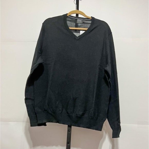 Jos A Bank NWT Sz XL Black Traveler Collection Merino Wool V-Neck Sweater - Picture 3 of 5